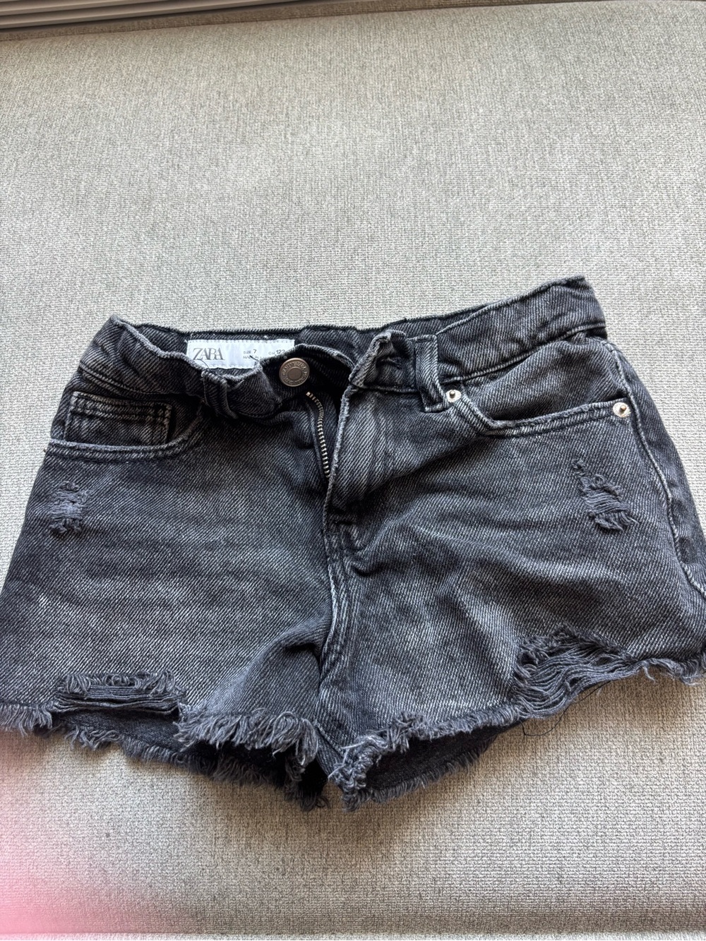 ZARA Black Distressed Denim Cutoff Shorts